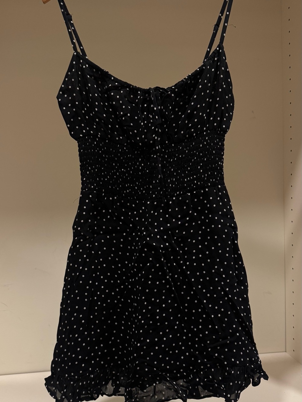 Reformation Black and White Polka Dot Satin Cami Dress